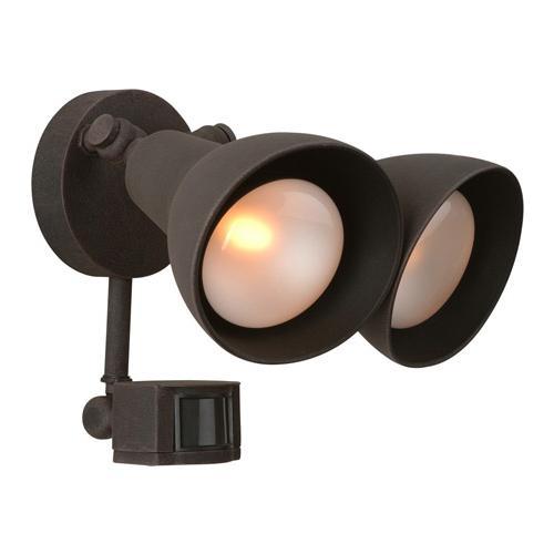 2 Light Covered Flood with Motion Sensor in Rust